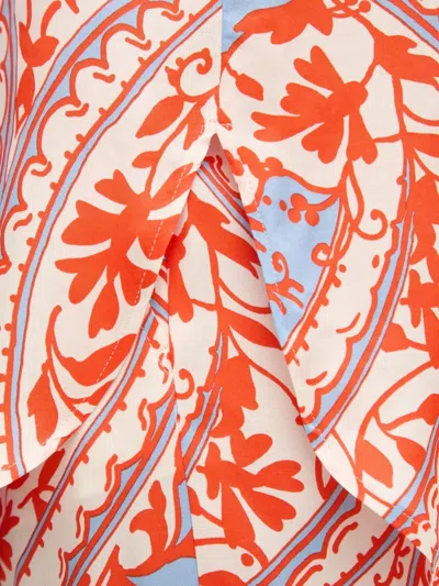 Marc Aurel Collared Patterned Top In Red