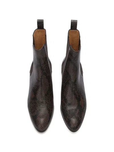 Odissi Ella Python-effect Pull-tab Bootie In Brown