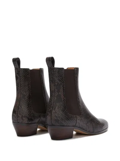 Odissi Ella Python-effect Pull-tab Bootie In Brown