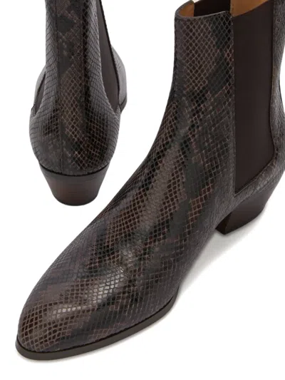 Odissi Ella Python-effect Pull-tab Bootie In Brown
