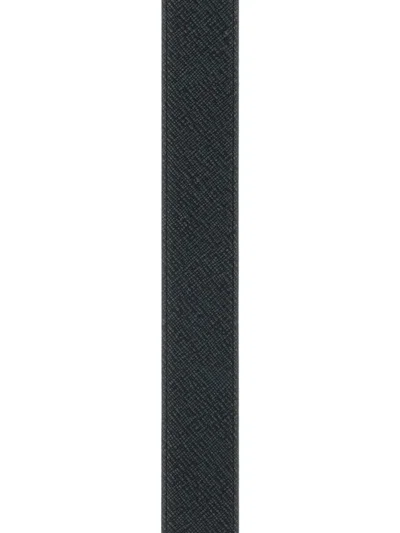 Montblanc Leather Reversible Belt Adjustable Length Textured In Black