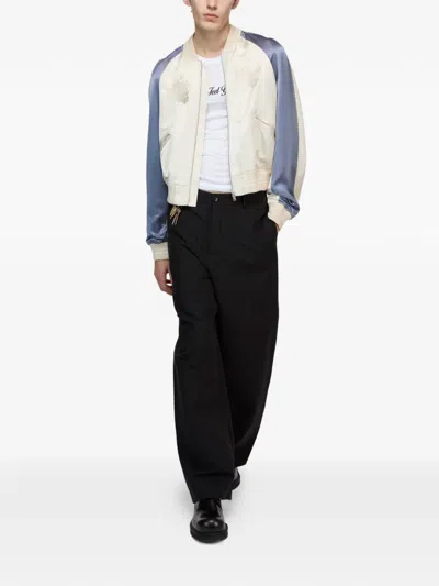 Acne Studios Logo-embroidered Bomber Jacket In Neutral