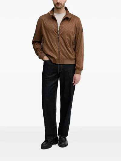 Joop Patterned Zip Jacket In Brown