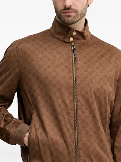 Joop Patterned Zip Jacket In Brown