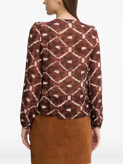 Pedro Del Hierro Ruffled Patterned Top In Brown