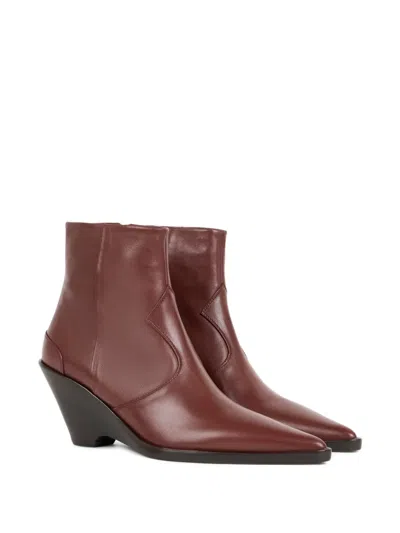 Etro Leather Wedge Ankle Boots In Multi