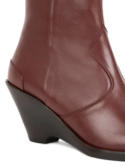 Etro Leather Wedge Ankle Boots In Multi