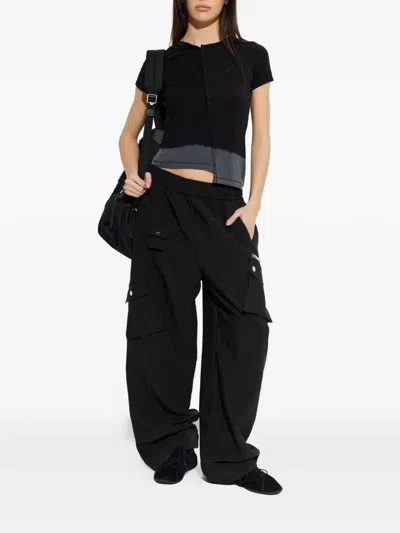 Y-3 Asymmetric Hem Short Sleeve Round Neck Top In Black