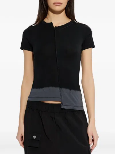 Y-3 Asymmetric Hem Short Sleeve Round Neck Top In Black