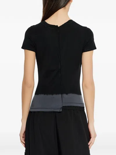 Y-3 Asymmetric Hem Short Sleeve Round Neck Top In Black