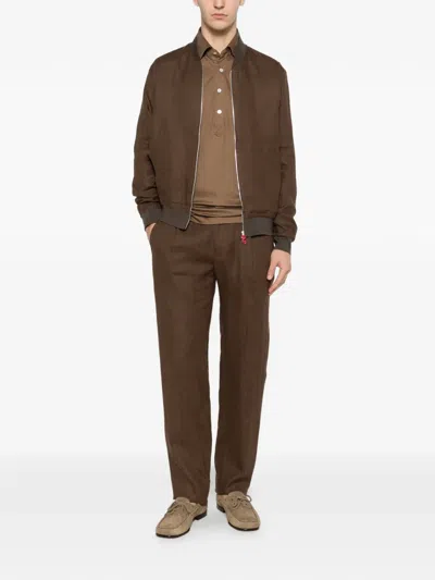 Kiton Zip Jacket In Brown