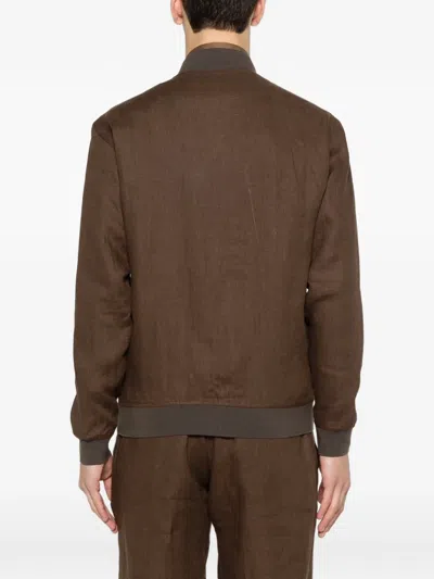 Kiton Zip Jacket In Brown