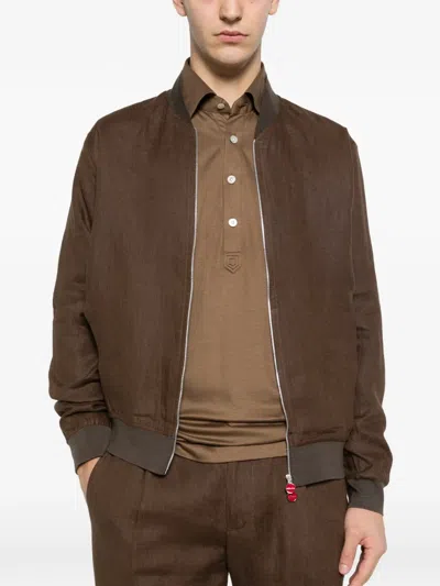 Kiton Zip Jacket In Brown