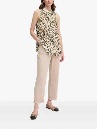 Marc Aurel Buttoned Sleeveless Top In Brown