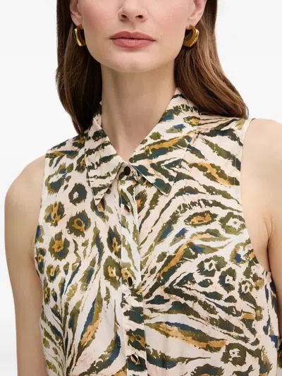 Marc Aurel Buttoned Sleeveless Top In Brown