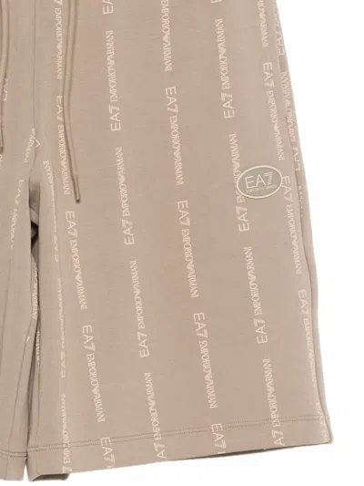 Ea7 Logo-print Shorts In Neutral