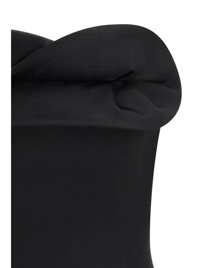 Magda Butrym Wool And Silk Corset Top With Sculptural Neckline In Black