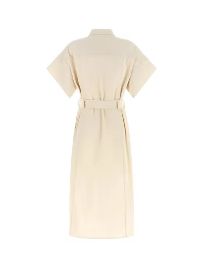 Pinko Button Belted Midi Shirt Dress In Brown