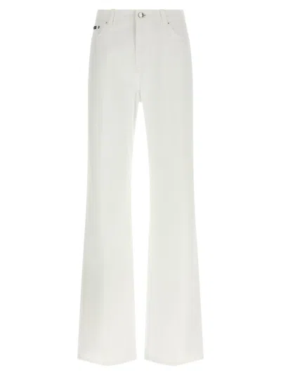 Dolce & Gabbana Women White Cotton Denim Flared Jeans In White