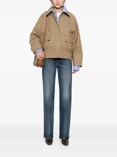 Gucci Jackets Adjustable Hem Buttoned Cuffs Front Pockets In Neutral