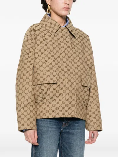 Gucci Jackets Adjustable Hem Buttoned Cuffs Front Pockets In Neutral