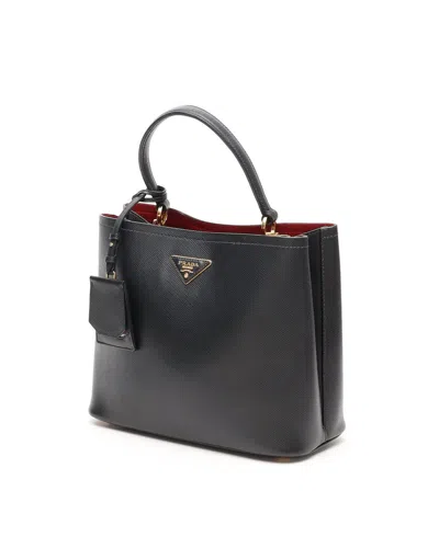 Prada Medium Saffiano Panier Bag In Black