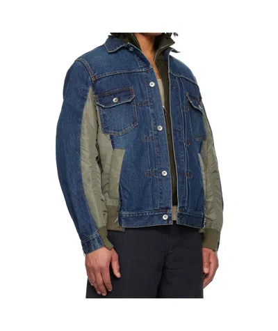 Sacai Patchwork Denim Jacket In Blue