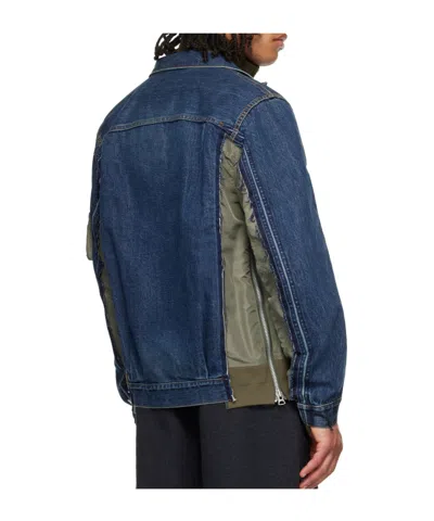 Sacai Patchwork Denim Jacket In Blue