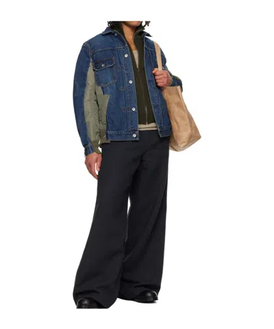 Sacai Patchwork Denim Jacket In Blue