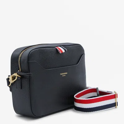 Thom Browne 4 Bar-patch Leather Camera Bag In Black