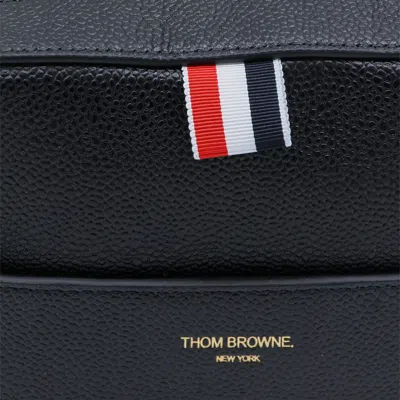 Thom Browne 4 Bar-patch Leather Camera Bag In Black