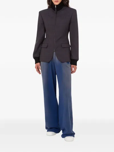 Moschino Checked-pattern Zip-up Coat In Multi