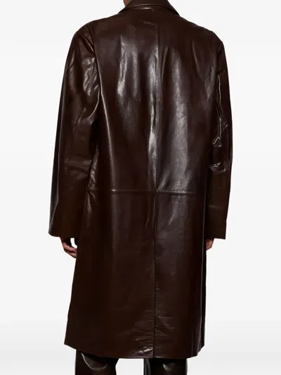 Entire Studios Single-breasted Leather Coat In Brown