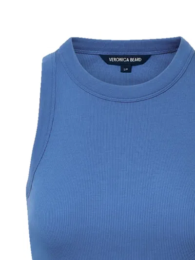 Veronica Beard Jordyn Rib Stretch Cotton Crop Tank In Blue