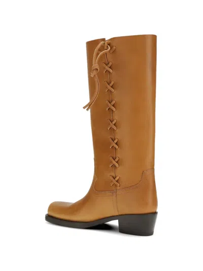 Paris Texas Brown Calf Leather Bos Taurus Lace-up Boots In Multi