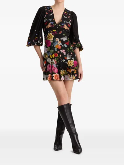 Alice And Olivia Irene Mini Dress Solar Strength Black In Multi
