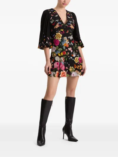 Alice And Olivia Irene Mini Dress Solar Strength Black In Multi