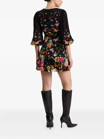 Alice And Olivia Irene Mini Dress Solar Strength Black In Multi