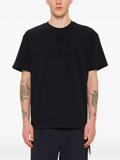 44 Label Group Classic Logo-embroidered Cotton T-shirt In Black