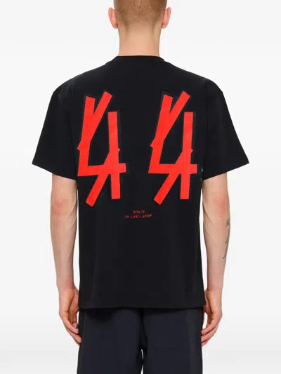 44 Label Group Classic Logo-embroidered Cotton T-shirt In Black