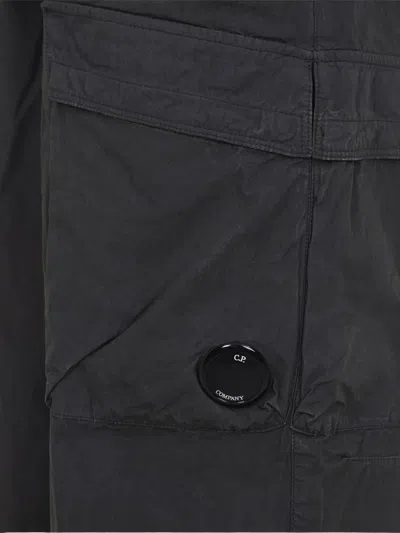 C.p. Company C.p.company Grey Micro-reps Boxy Cotton Cargo Pants In Black