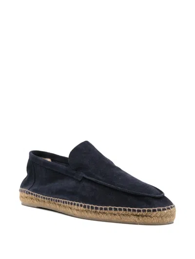 Castaã±er Java Blue Espadrillas With Contrasting Stitching And Pull-tab At The Heel In Suede Man In Blue