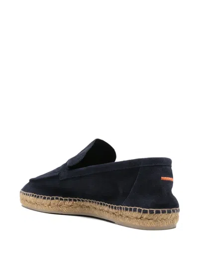 Castaã±er Java Blue Espadrillas With Contrasting Stitching And Pull-tab At The Heel In Suede Man In Blue