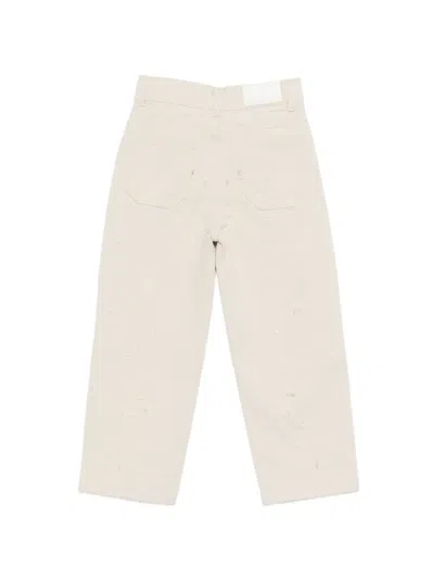 Msgm Ivory Jeans For Boy With Logo In Neutral