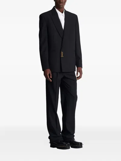 Balmain Notched-lapel Wool Blazer In Blue