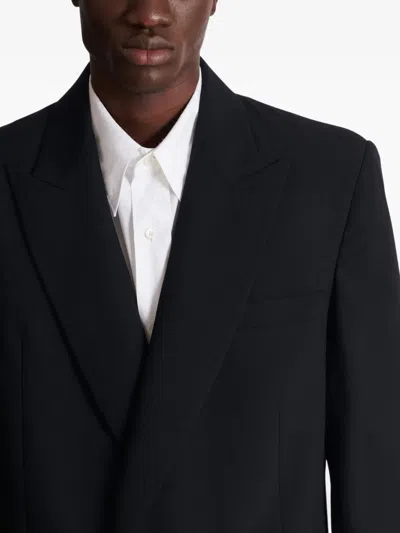 Balmain Notched-lapel Wool Blazer In Blue