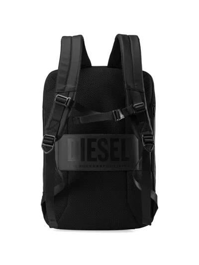 Diesel Embossed-logo Backpack In Black