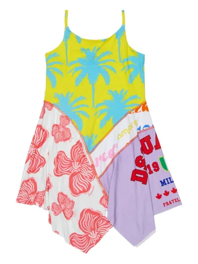 Dsquared2 Patchwork Junior Dress In Multi