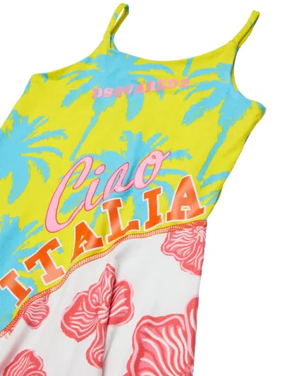 Dsquared2 Patchwork Junior Dress In Multi