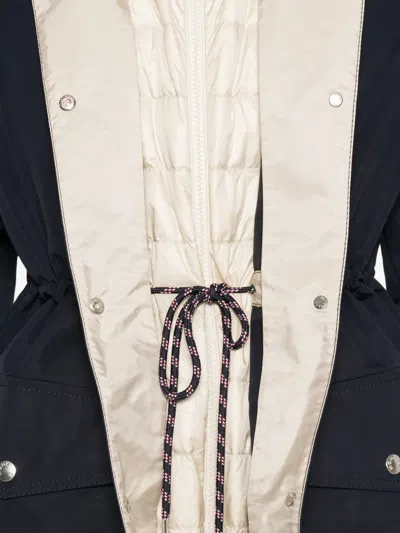 Moncler Begonia Hooded Jacket Drawstring Waist Pockets In Blue